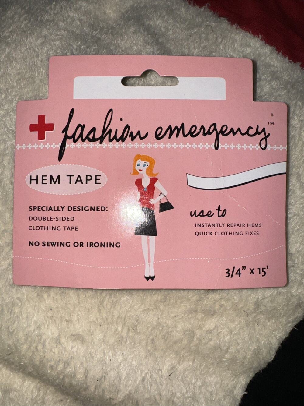 New Fashion Emergency Hem Tape Double Sided Clothing Tape 3/4” X 15’